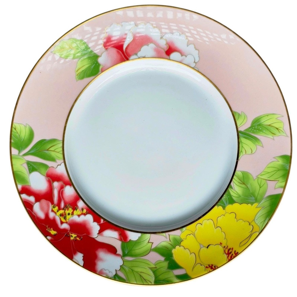 Four JL Coquet Limoges France "Pivoines" dinner plates for GOKANKOBO Excellent